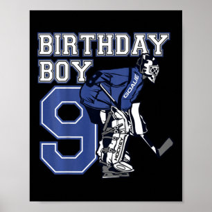 Kinder 9 Jahre alt Eishockey Goalie Thema Geburtst Poster