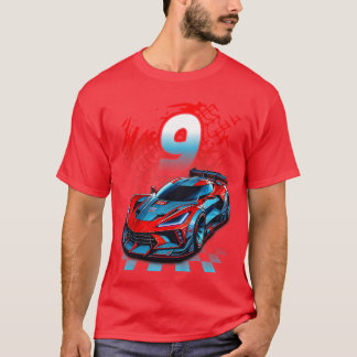 Kinder 9 Jahre alt Rennen 9. Geburtstagsfeier Renn T-Shirt