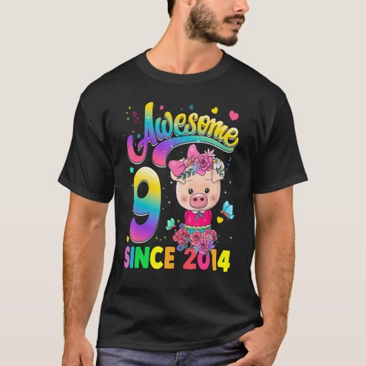 Kinder 9 Jahre alt seit 2014 Prinzessin Pig 9. Geb T-Shirt (Vorderseite)