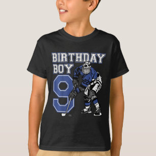 Kinder 9 Jahre alte Eishockey-Themen-Geburtstagsfe T-Shirt