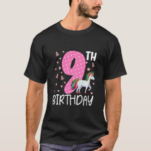 Kinder 9 Jahre alte Mädchen Einhorn 9. Geburtstag T-Shirt