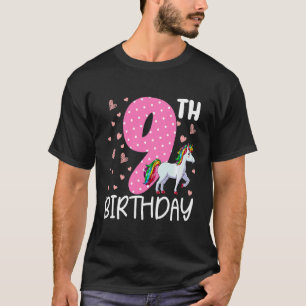 Kinder 9 Jahre alte Mädchen Einhorn 9. Geburtstag T-Shirt