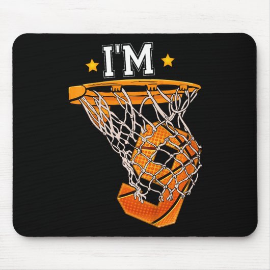 Kinder 9th Birthday Basketball I m 9 Boy Girl 6th  Mousepad (Vorne)