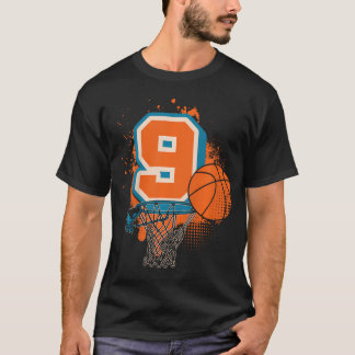 Kinder 9th Birthday Boy Basketball Player Basketba T-Shirt