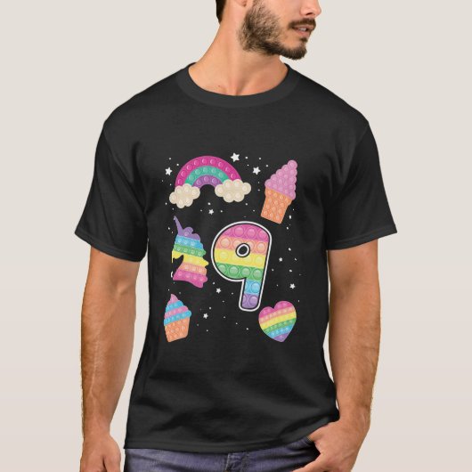 Kinder 9The Magical Poppin Birthday Unicorn Popes  T-Shirt (Vorderseite)