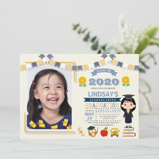 Kinder-Abschluss-Foto Einladung (Stehend Vorderseite)