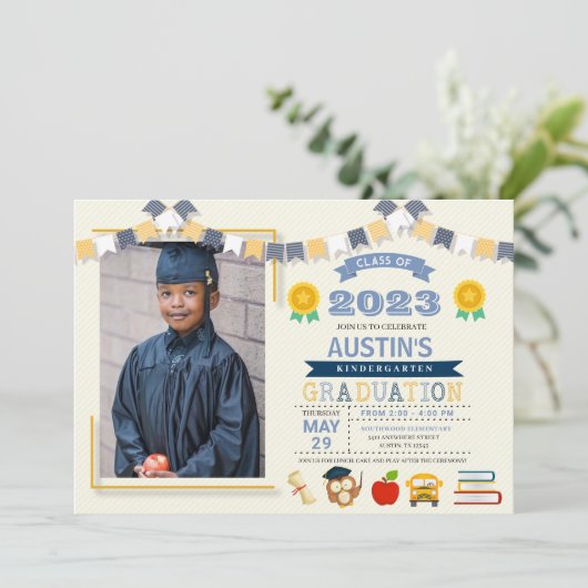 Kinder-Abschluss-Foto Einladung (Stehend Vorderseite)