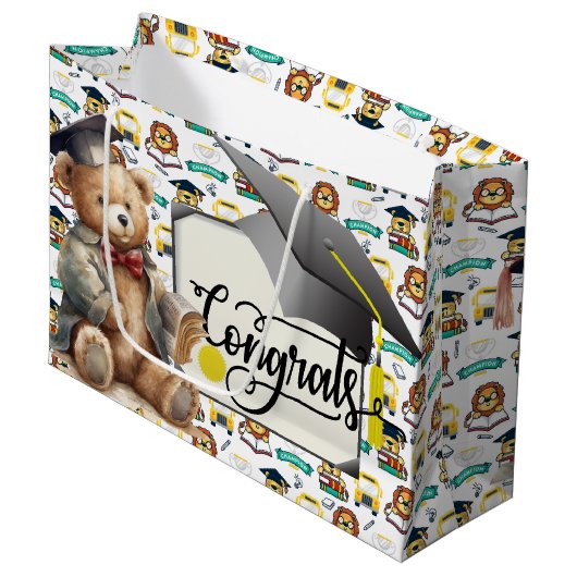 Kinder Abschluss Große Geschenktüte (Vorderseite Schrägansicht)