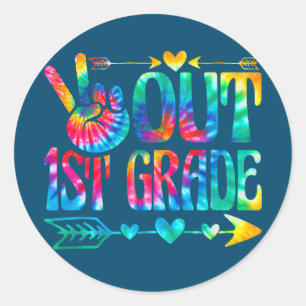 Kinder Abschluss nach 1. Klasse am letzten Tag Runder Aufkleber