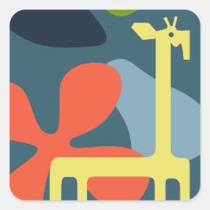Kinder abstrakte Giraffe Quadratischer Aufkleber