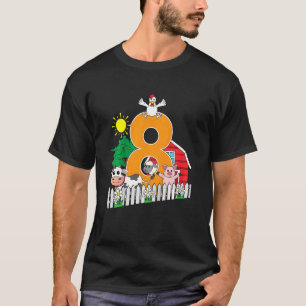 Kinder Achte 8. Geburtstagsfarm Tier Kuh Schweinek T-Shirt