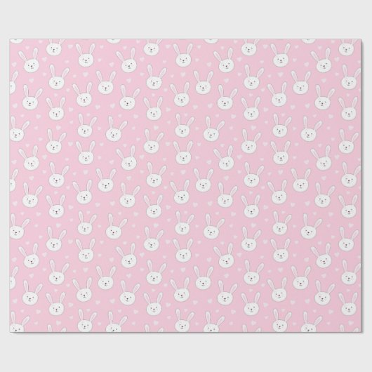 Kinder Adorable Bunny Rabbit Osterpink Herz Geschenkpapier (Flach)