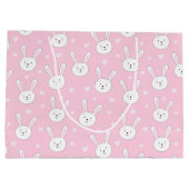 Kinder Adorable Bunny Rabbit Osterpink Herz Große Geschenktüte (Rückseite)