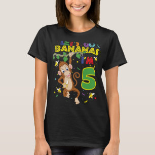 Kinder Affe 5th Birthday Zoo Los's Go Bananen ich  T-Shirt