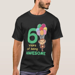 Kinder Affe 6. Geburtstag für Kinder 6 Jahre alt M T-Shirt