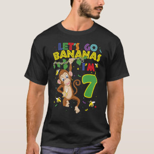 Kinder Affe 7. Geburtstag Zoo Los's Go Bananen ich T-Shirt