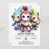 Kinder Affe Geburtstag Einladung (Vorne/Hinten)