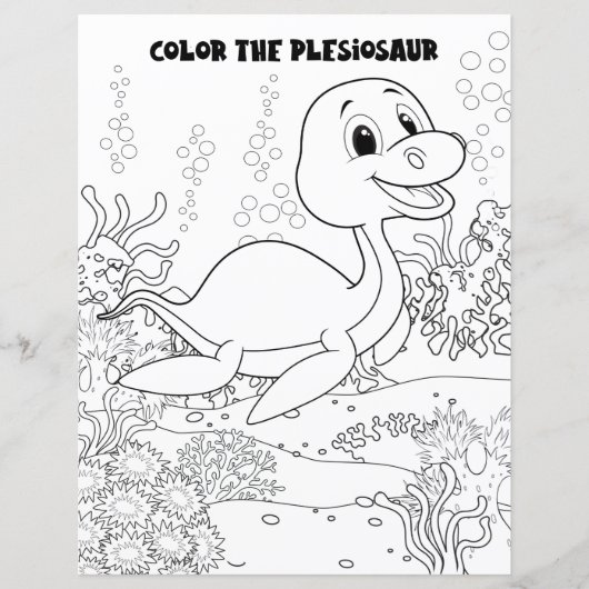 Kinder Aktivität Plesiosaurus Dinosaurier Farbseit (Vorderseite)