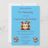 Kinder Alberner Affe Dschungel Thema Geburtstagspa Einladung (Vorderseite)