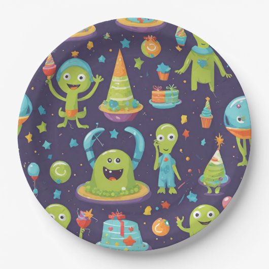 Kinder Alien Geburtstagsparty Servietten Pappteller (Vorderseite)