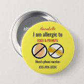 Kinder allergisch zu den Erdnüssen und zu Eiern Button (Vorne & Hinten)