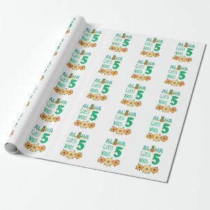 Kinder Aloha Tropical Luau 5. Geburtstag Geschenkpapier