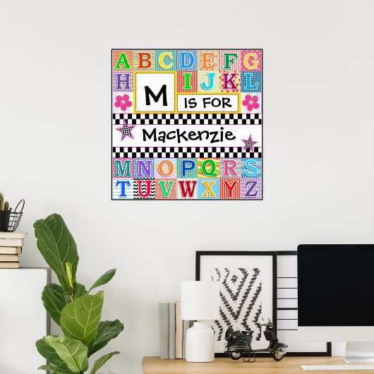 Kinder Alphabet Art 24x24 Personalisiert Poster (Heimbüro)
