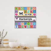 Kinder Alphabet Art 24x24 Personalisiert Poster (Küche)