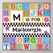 Kinder Alphabet Art 24x24 Personalisiert Poster (Vorne)