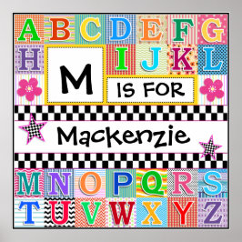 Kinder Alphabet Art 24x24 Personalisiert Poster