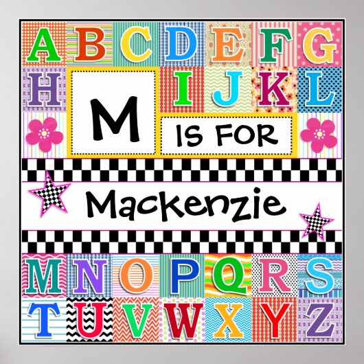 Kinder Alphabet Art 24x24 Personalisiert Poster (Vorne)