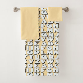 Kinder Alphabet Beige Badhandtuch Set