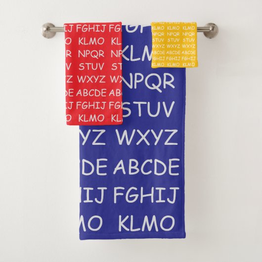 Kinder Alphabet Blue Red Yellow Badhandtuch Set (Insitu)
