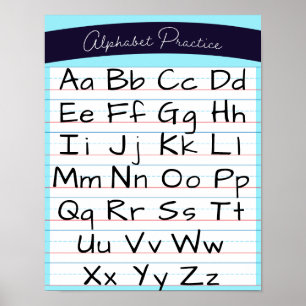 Kinder Alphabet Writing Practice Zuhause School Poster