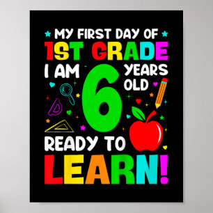 Kinder am ersten Tag der ersten Klasse 6 Jahre alt Poster