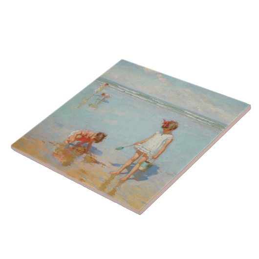 Kinder am Meer (Sommerstrand) Fliese (Seite)