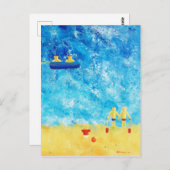Kinder am Meer, zeitgenössische Malerei Postkarte (Vorne/Hinten)