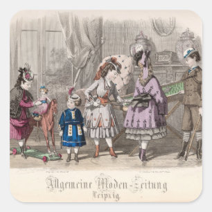 Kinder am Spiel Quadratischer Aufkleber