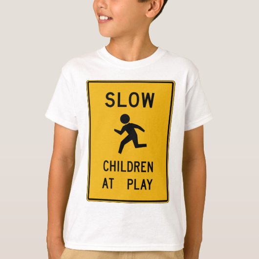 Kinder am Spiel-Straßenschild T-Shirt (Vorderseite)