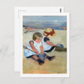 Kinder am Strand, Cassatt Postkarte (Vorne/Hinten)