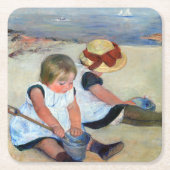 Kinder am Strand, Cassatt Rechteckiger Pappuntersetzer (Vorderseite)
