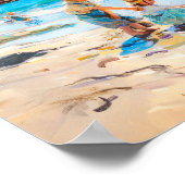 Kinder am Strand - Impressionistische Kunst Poster (Ecke)