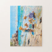 Kinder am Strand - Impressionistische Kunst Puzzle (Vertikal)
