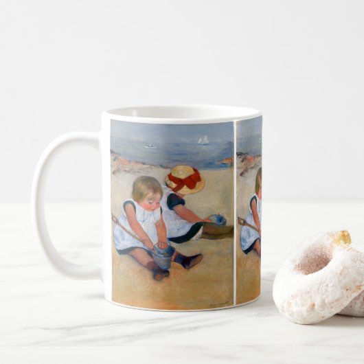 Kinder am Strand Kaffeetasse (Mit Donut)