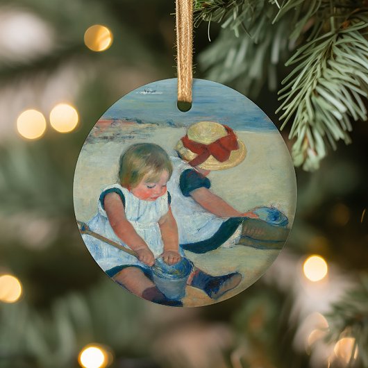 Kinder am Strand | Mary Cassatt Postcard Keramik Ornament