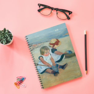 Kinder am Strand   Mary Cassatt Postkarte Notizblock