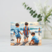 Kinder am Strand, Postkarte (Stehend Vorderseite)