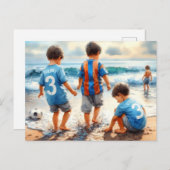 Kinder am Strand, Postkarte (Vorne/Hinten)