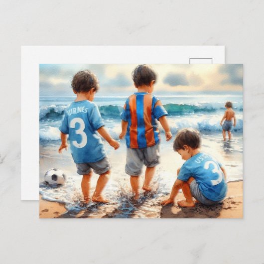 Kinder am Strand, Postkarte (Vorne/Hinten)