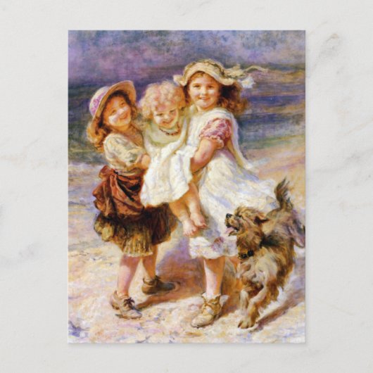 Kinder am Strand Postkarte (Vorderseite)